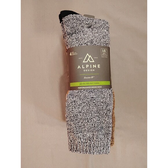 Men's Alpine Design Performance Hiking Socks 4 Pack Blue Brown Gray Large - Picture 2 of 4